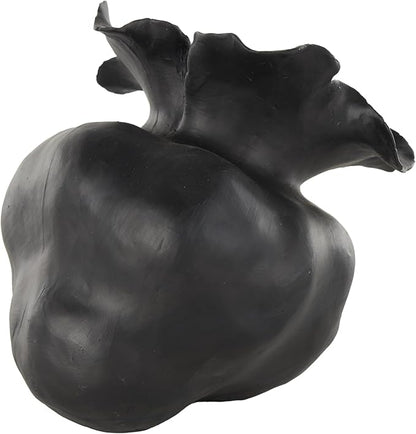 Deco 79 Ceramic Abstract Wide Rounded Floral Shaped Vase with Petal Rim, 8" x 10" x 9", Black