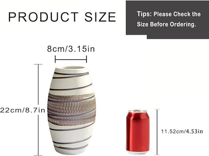 Modern White Ceramic Vase 8.7” – Minimalist Handmade Terracotta Décor for Home, Living Room & Table Styling