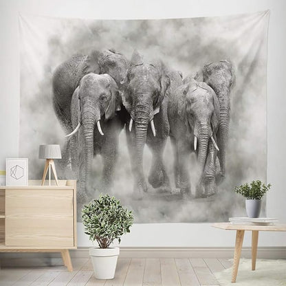 Elephant in Smoke Tapestry Wild Animals African Elephant Decor Wall Hangings Tapestry Large Tapestry for Bedroom Living Room Dorm College Man Cave(80x60 Inch)