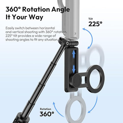 ULANZI JJ03 Magnetic Tripod for Phone with Remote Control, 3-in-1 Selfie Stick Handle Grip 360° Rotation Extendable Stand for iPhone Android Phones, for iPhone 17 16 15 14 13 12 Series