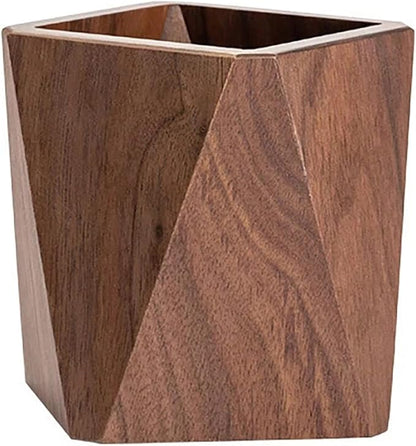 Sokelinn-six Walnut Wood Pen Holder, Wooden Pencil Holder Cups, Desktop Writing Stationary Organizer Office School Supplies GIfts