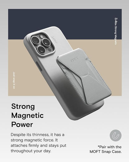 MOFT Magnetic Wallet Stand Compatible with iPhone 17/16/15/14/13/12 Series, Angle Adjustment & Magsafe Compatible MOVAS Phone Stand,Cement