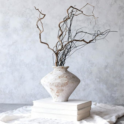 Wabi Sabi Rusty Vintage Vase, 11.4" Tall Wabi Sabi Decor Rustic Farmhouse Pottery Vase for Centerpiece, Textured Pottery Flower Vases for Home Decorative, Table, Living Room (Rusty White, Large)