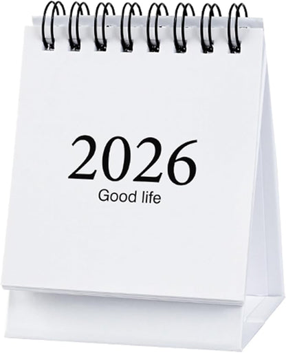 2026 Mini Desk Calendar Simple Style New Year Monthly Standing Calendar 3.9" x 3" - White (Jan. 2026 to Jul. 2027)