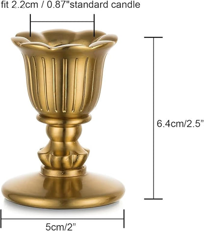 Vintage Brass Candlestick Candle Holders, Taper Gold Candle Stick Victorian Style for Dinner Room Table Centerpiece Wedding Reception Christmas Fireplace Decoration Home Decor Set of 6