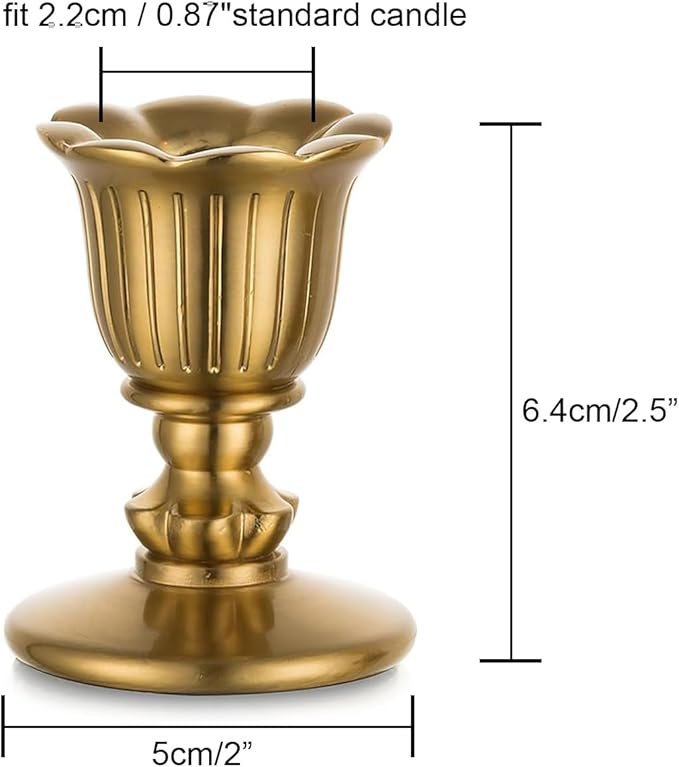 Vintage Gold Candlestick Holders, Brass Taper Candle Holders Candle Sticks Holder for Thanksgiving Dinner Table centerpieces Festive Christmas Mantel Decor Home Kitchen Fall Decorations Set of 2