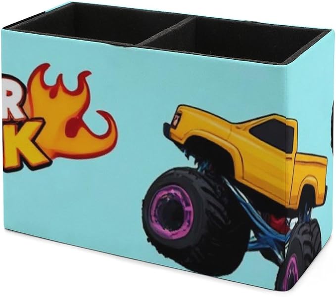 Fashion Work Table Pen Organizer Pencil Pen Holder Office Home Desk Organize Monster Truck Cartoon