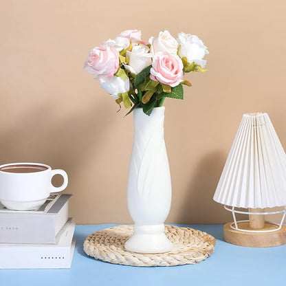 10 Pack Composite Plastic Flower Vases Bulk White Small Boho Floral Vases for Dried Flower Bouquet Pampas Grass Centerpieces Fall Wedding Party Living Room Decor(Vintage)