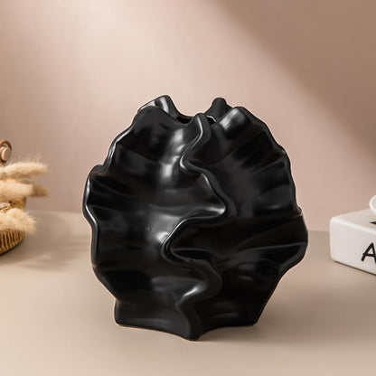 Tongyu Home Ceramic Black Artistic Coral Vase, Wabi-Sabi Modern Decor Sculpture for Home, Unique Centerpiece for Living Room, Bedroom, Office