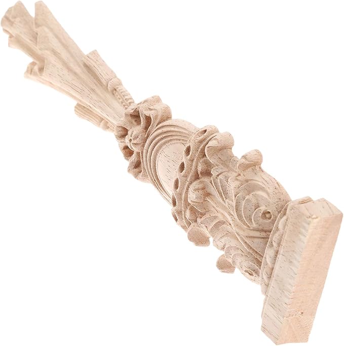 MUXSAM Wood Carved Appliques Onlays, 2-Pack Unpainted Carving Decals Mouldings Trim for Window Door Frame Rome Column Wall Mantel Dresser Fire Stove Surround Decor, 30x7cm/11.81"x2.76"