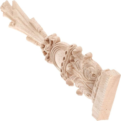 MUXSAM Wood Carved Appliques Onlays, 2-Pack Unpainted Carving Decals Mouldings Trim for Window Door Frame Rome Column Wall Mantel Dresser Fire Stove Surround Decor, 30x7cm/11.81"x2.76"