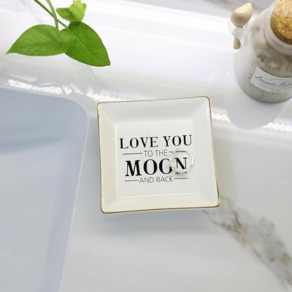 HOME SMILE Ceramic Ring Dish Jewelry Tray for Mom Sister Friends