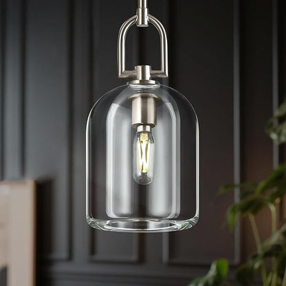 Modern Nickel Pendant Lights Kitchen Island Ceiling Chandelier Indoor Thick Crystal Hanging Light Fixtures for Kitchen Living Room Dining Room Bedroom（3Pack）