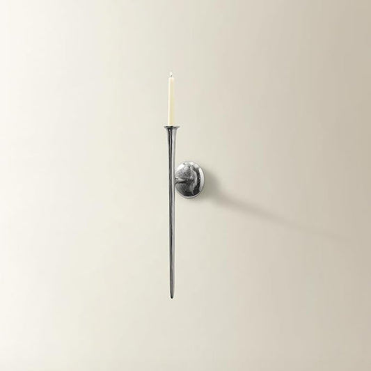 Z Gallerie One Piece Aspar Wall Sconce, Modern Candle Holder with Elegant Hook Design, Versatile Decorative Lighting for Indoor Wall Decor and Ambiance Setting, Silver (Candle Not Included)