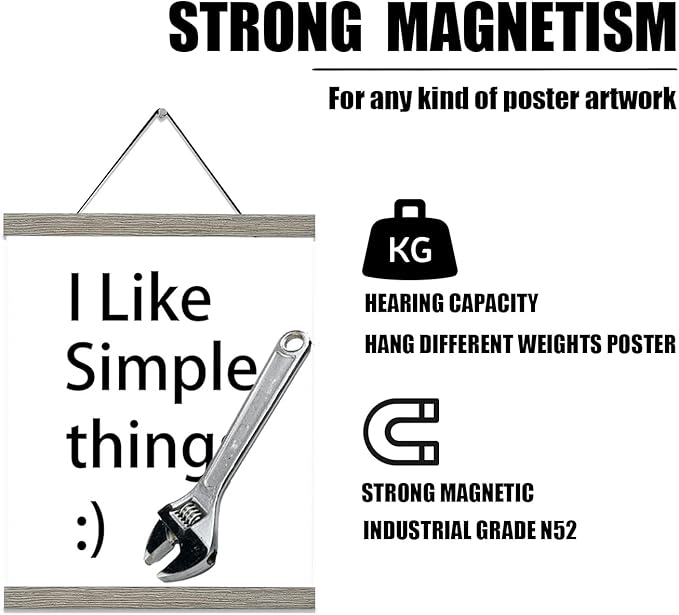 YK artwood 3 Pack Magnetic Poster Frame,16x20 16x24 16x16 Wood Magnet Frames Hangers for Photos, Pictures, Prints, Maps, Scrolls and Canvas Artwork Black (16", Gray)