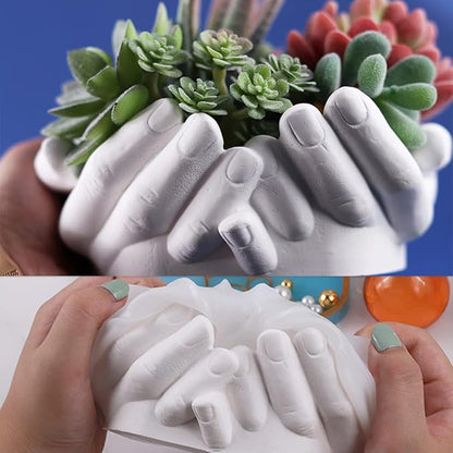 Hand Shaped Flower Pot Cement Silicone Mold, Concrete Clay Succulent Planter Mold Dish Resin Jewelry Storage Mould Epoxy Casting Mould