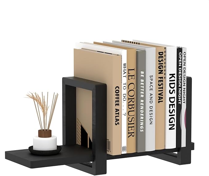 Adjustable Desktop Bookshelf Wooden Desk Book Holder Organizer Tabletop Bookshelf Mini Book Shelf Magazine Files Letters Storage Racks for Home Office Supplies, Great for Small Space, Black