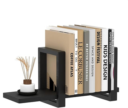 Adjustable Desktop Bookshelf Wooden Desk Book Holder Organizer Tabletop Bookshelf Mini Book Shelf Magazine Files Letters Storage Racks for Home Office Supplies, Great for Small Space, Black