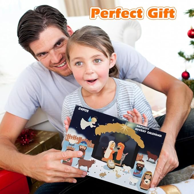 2025 Nativity Advent Calendar, 24 Days Christmas Advent Calendar for Boys Girls Teen Adult, 24pcs Building Blocks Set, For Holiday Enthusiasts, Home Decor, Festive Gifting, Ready-to-Display Manger Scene