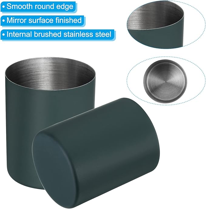 PATIKIL Pencil Holder, 2 Pack Pen Holder for Desk Stainless Steel Pencil Holders Cup Organizer Makeup Brush Holder for Desk Accessories, Green