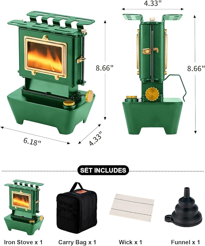 Camping Oil Lantern，Oil Lamp with Cooker Stove，Fuel Lamp for Outdoor，Portable Oil Lamp，Portable and Convenient for Heating and Cooking (Greeen)