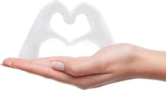 Small Heart Hands Sculpture Decor for Living Room Bedroom Bookshelf Coffe Table and Office Display, Love Finger Statue Modern Aesthetic Home Decor, Unique Gift for Wedding Christmas Birthday (White)