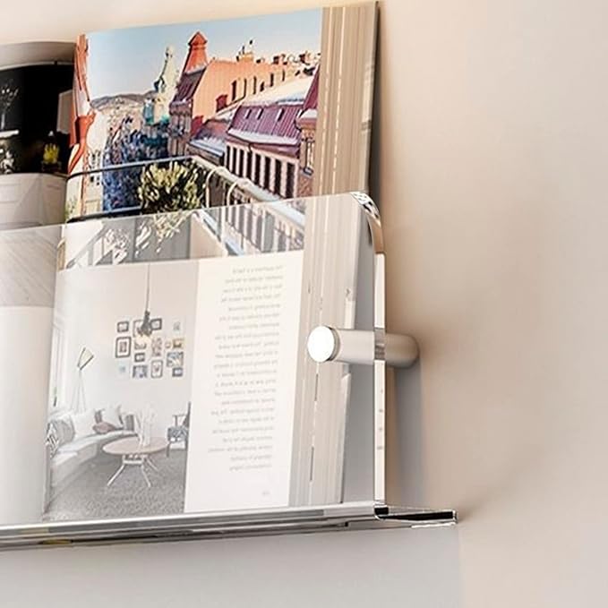 4PACK Acrylic Brochure Holder Wall Mount Clear Hanging Magazine Rack Bookshelf Comic Display Stand Floating Storage Organizer for Living Room, Office, Waitting Room