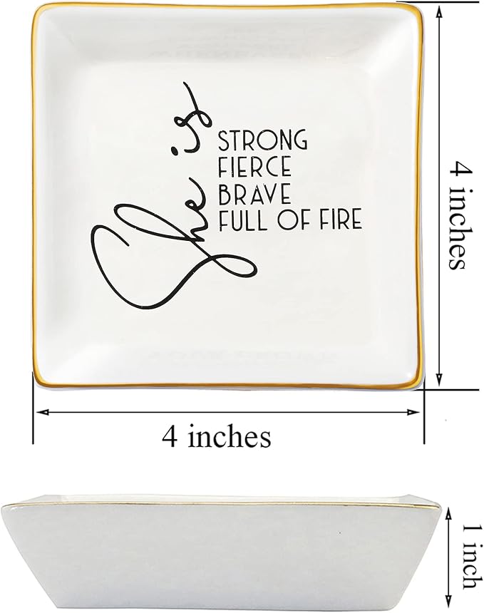 JoycuFF Motivational Women Gifts Inspirational Birthday Thanksgiving Day Christmas Gifts for Best Friends Mom Sister Niece Trinket Dish Tray Jewelry Ring Holder
