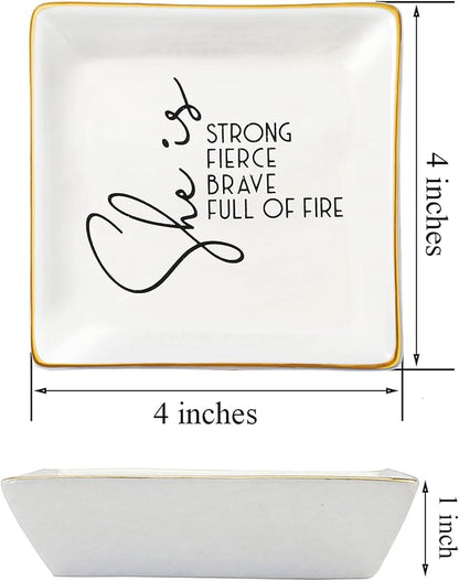 JoycuFF Motivational Women Gifts Inspirational Birthday Thanksgiving Day Christmas Gifts for Best Friends Mom Sister Niece Trinket Dish Tray Jewelry Ring Holder