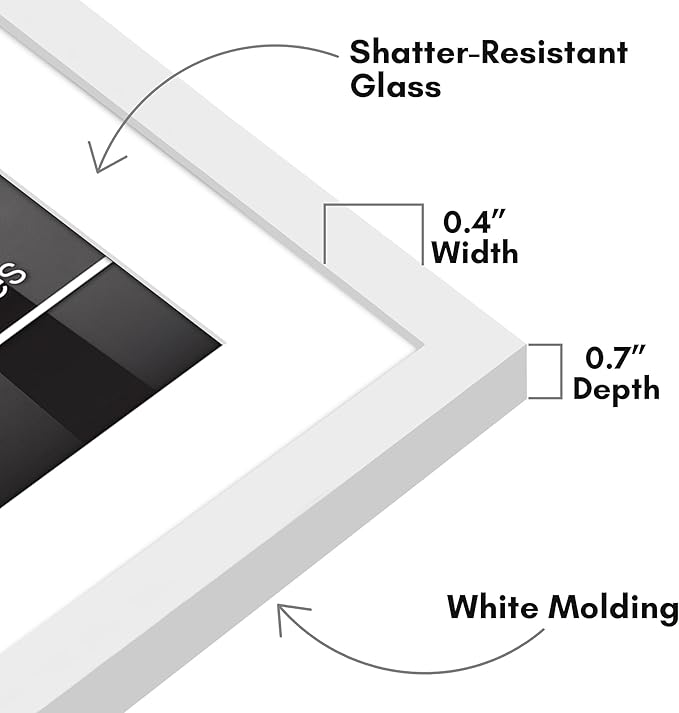 Americanflat 10x10 Picture Frame with Shatter-Resistant Glass - Use as 8x8 Frame with Mat or Display 10x10 Photo Without Mat - Streamline Collection - Square Frames for Tabletop or Wall - White