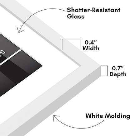 Americanflat 10x10 Picture Frame with Shatter-Resistant Glass - Use as 8x8 Frame with Mat or Display 10x10 Photo Without Mat - Streamline Collection - Square Frames for Tabletop or Wall - White