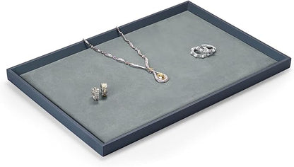 Oirlv Premium Leather Flat Jewelry Tray Jewelry Display Organizer Plate,Catchall Tray, Nightstand or Dresser Organizer(Large)
