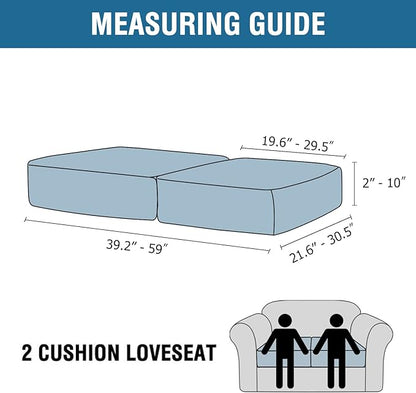 H.VERSAILTEX Velvet Stretch Couch Cushion Cover Plush Cushion Slipcover for Chair Loveseat Sofa Cushion Furniture Protector Seat Cushion Sofa Cover (2 Piece Medium Sofa Cushion Covers, Ivory)