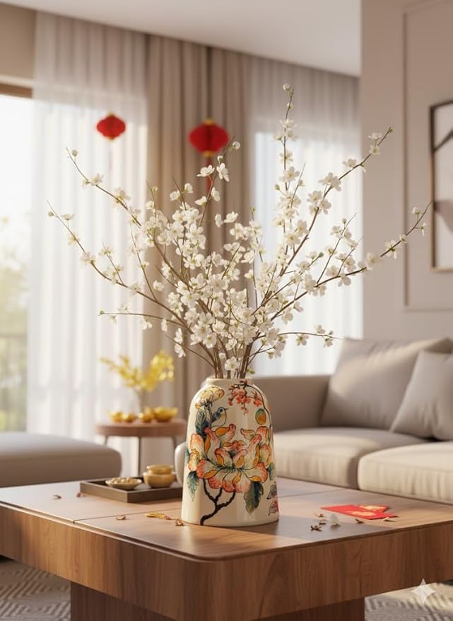 Heritage T&T Handmade Mosaic Ceramic Vase – Flower Design – 31.5 cm (12.4 in) – Home Décor Mosaic Collection – Bat Trang Vietnam