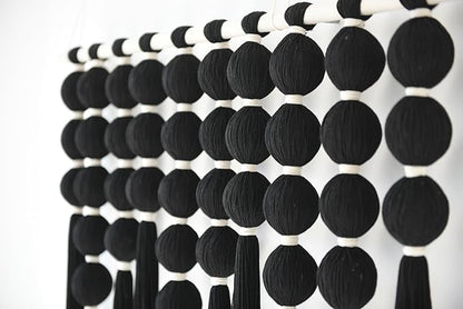 IOWER Large Macrame Wall Hanging Black Macrame Wall Decor Sphericity Cotton Textile Wall Hanging Boho Wall Decor Art Fiber Yarn Art Handmade 39" Wx39 L