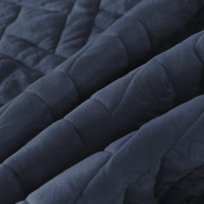 HORIMOTE HOME Quilt Set King Size Navy Blue, Classic Geometric Diamond Stitched Pattern, Ultra Soft Lightweight Bedspread Coverlet for All Season 3 Pieces(1 Quilt and 2 Pillow Shams)