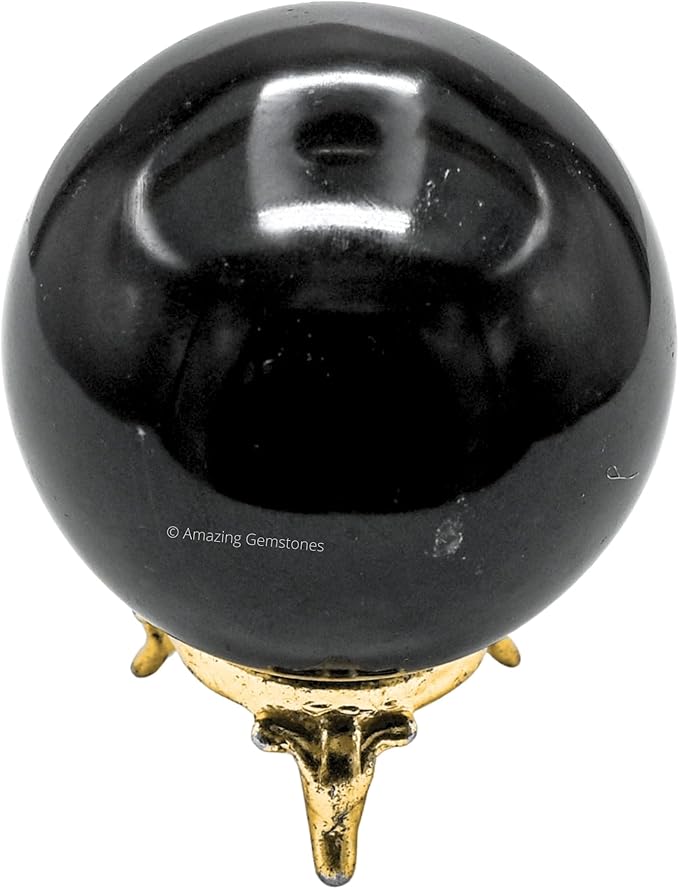 Amazing Gemstone Black Tourmaline Crystal Ball with Stand - 2.5" Inches Large Crystal Sphere Meditation Balls for Witchcraft and Decorative Balls