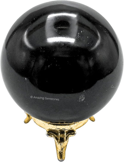 Amazing Gemstone Black Tourmaline Crystal Ball with Stand - 2.5" Inches Large Crystal Sphere Meditation Balls for Witchcraft and Decorative Balls