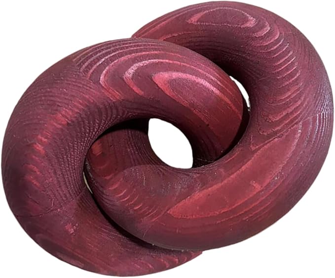 Wood Knot Décor-2 Link Wooden Chain Link Home Decor,Coffee Table Decor Book Shelf Decor Accents Art Decor Living Room Decor Items (Wine Red), 19cm*15cm, SDJ-WD-2L US FBA