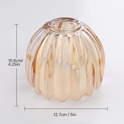 Tulip Storage Container, Jewelry Catchall Bowl, Ring Holder Jewlery Tray Trinket Dish, 5" Dia. * 4.25" H, Amber Glass, Thick and Exquisite, 2 Pack