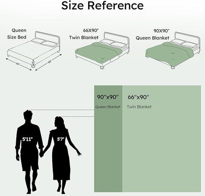 100% Cotton Muslin Blanket Queen Size 90" x 90" for Bed Couch Summer Gauze Blanket for Adults Lightweight and Breathable Dark Green