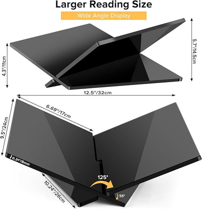 Acrylic Book Stand Large Black Acrylic Book Holder, 12.5" x 9.5" x 5.7", Open Book Holder Stand for Display and Reading Cookbooks, Art Books, Bibles, Magazines - Home and Office (Black, Large)