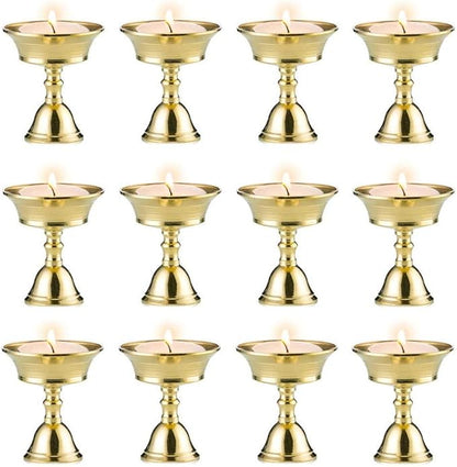 Sziqiqi Ghee Lamp Butter Lamp Holder Brass Diyas Diwali Candle Holder Tibetan Brass Oil Lamp Buddhist Altar Offering Supplies Pack of 12