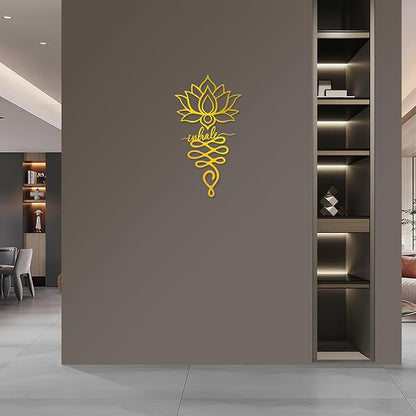 Xedatric Lotus Wall Decor Twin Piece Metal Wall Sculpture for Yoga Decor, Home & Office - Elegant Lotus Decor with Gorgeous Gold Finish