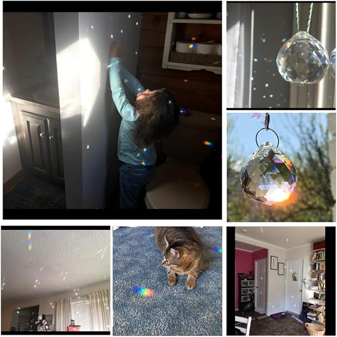 Suncatcher Crystals Ball Prism Window Rainbow Maker with Chain for Easy Hanging 40 mm 2 Pack