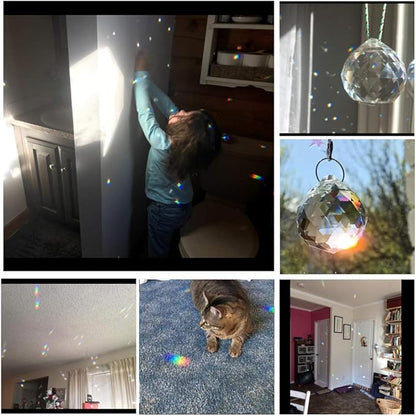 Suncatcher Crystals Ball Prism Window Rainbow Maker with Chain for Easy Hanging 40 mm 2 Pack