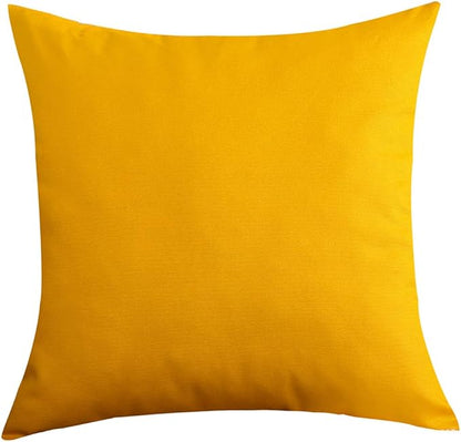 TangDepot Set of 2 Handmade Decorative Solid 100% Cotton Canvas Throw Pillow Covers/Cushion Covers, 45 Colors Available - (16"x16" 2 Pieces, Gold Yellow)