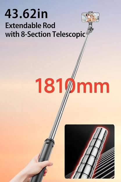 Selfie Stick, Phone Tripod 71" Stand 360 Rotation with Detachable Phone Holder & Wireless Remote, Compatible with All Cell Phones, Camera for Content Creator Vlog Live Stream Video Record