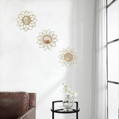 Champagne Gold Round Mirrors for Wall Pack of 3 - | 9 inch Decorative Mirrors for Christmas Wall Decor& Vintage Room Decor | Circle Mirror Modern for Women & Moms