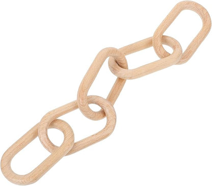 BESPORTBLE Bohemia Wood Chain Pendant Five-Link Medium Size Rustic Farmhouse Hanging Ornament Indoor Wall Decor